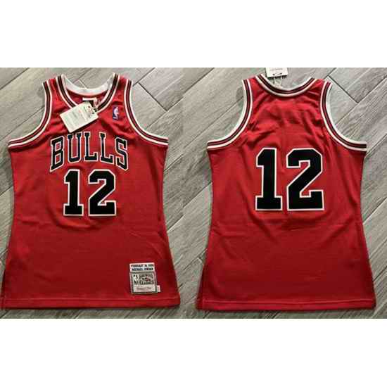 Men Chicago Bulls #12 Michael Jordan 1990 Red Mitchell  26 Ness Throwback Stitched Jersey