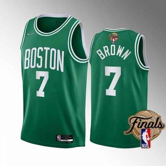 Men Boston Celtics #7 Jaylen Brown 2022 Green NBA Finals Stitched Jersey