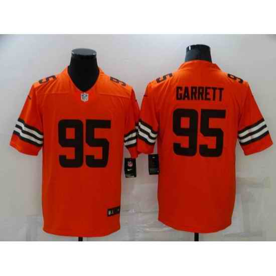 Youth Cleveland Browns #95 Myles Garrett Orange 2021 Inverted Legend Stitched Nike Limited Jersey