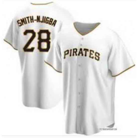 Men Nike Pittsburgh Pirates #28 Canaan Elijah Smith-Njigba White Cool Base Stitched MLB Jerseys