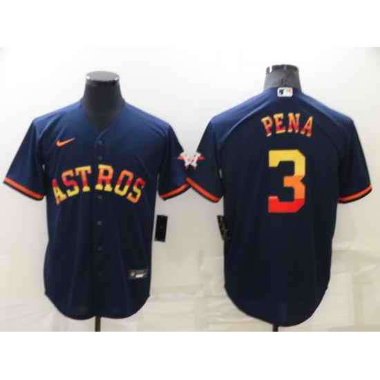 Men Houston Astros #3 Jeremy Pe F1a 2022 Navy Cool Base Stitched Jerse