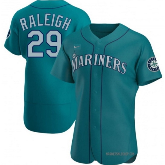 Men Seattle Mariners #29 Cal Raleigh Aqua Flex Base Stitched Jersey