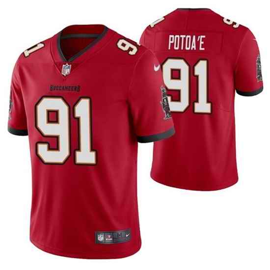 Men Tampa Bay Buccaneers #91 Benning Potoa Red Vapor Untouchable Limited Stitched Jersey