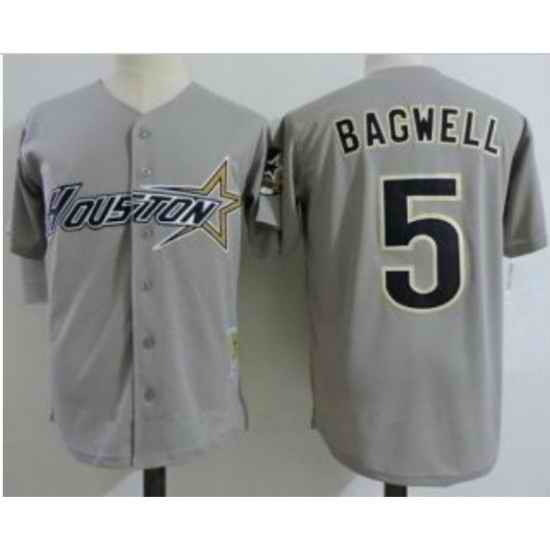 Men Houston Astros #5 Jeff Bagwell Gray  throwback Jersey