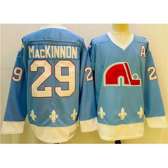 Men Colorado Avalanche #29 Nathan MacKinnon Blue Stitched Jersey