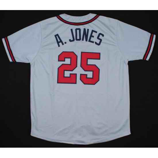Men Nike Atlanta Braves #25 Andruw Jones White Cool Base Stitched Jersey