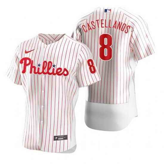 Men Philadelphia Phillies #8 Nick Castellanos White Flex Base Stitched Baseball jersey