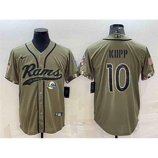 Men Los Angeles Rams #10 Cooper Kupp Olive 2022 Salute To Service Cool Base Stitched Baseball Jersey