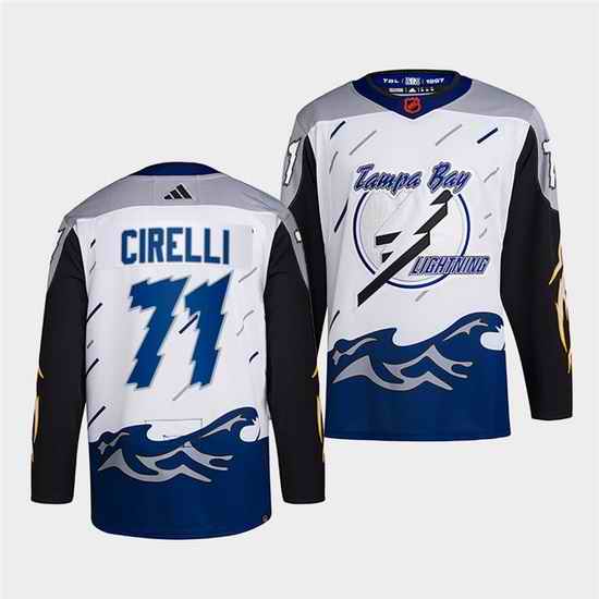 Men Tampa Bay Lightning #71 Anthony Cirelli White 2022 Reverse Retro Stitched Jersey