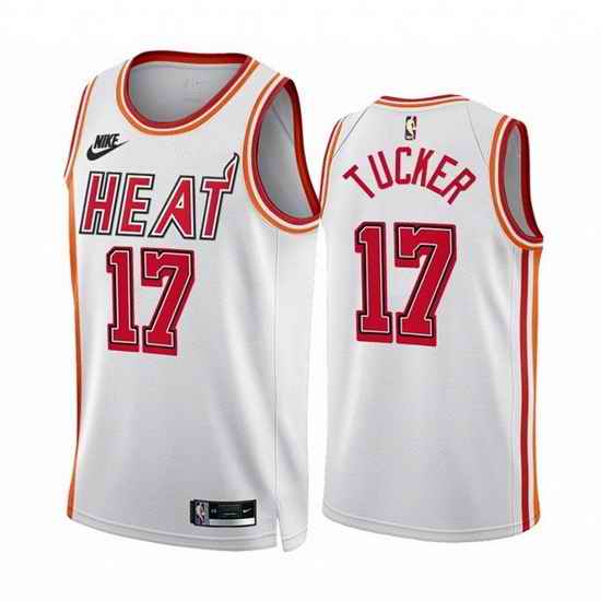 Men Miami Heat #17 P J  Tucker White Classic Edition Stitched Basketball Jersey