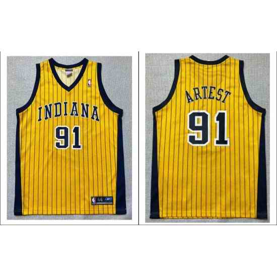 Men Reebok Ron Artest Indiana Pacers #91 Malice In The Palace Pinstripe Jersey