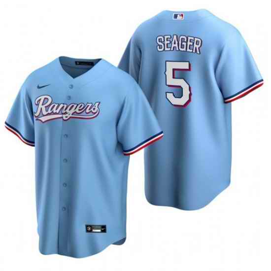 Men Texas Rangers #5 Corey Seager Light Blue Cool Base Stitched Baseball Jersey