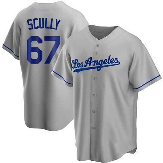 Men Los Angeles Dodgers #67 Vin Scully Grey Cool Base Stitched Baseball Jersey
