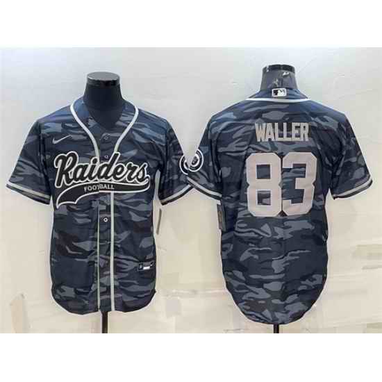 Men Las Vegas Raiders #83 Darren Waller Grey Camo With Patch Cool Base Stitched Baseball Jersey