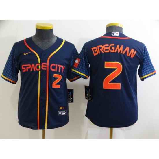 Youth Houston Astros #2 Alex Bregman 2022 Navy City Connect Stitched Jersey