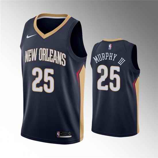 Men New Orleans Pelicans #25 Trey Murphy III Navy Icon Edition Stitched Jersey