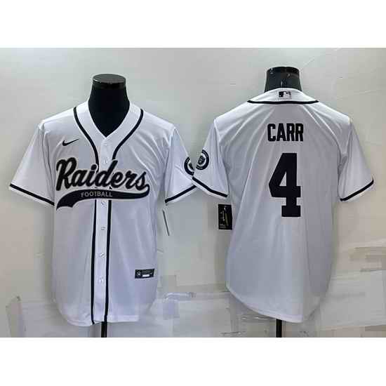 Men Las Vegas Raiders #4 Derek Carr White Cool Base Stitched Baseball Jersey