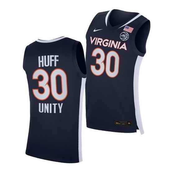 Virginia Cavaliers Jay Huff Virginia Cavaliers Navy Unity 2021 Road Secondary Logo Jersey