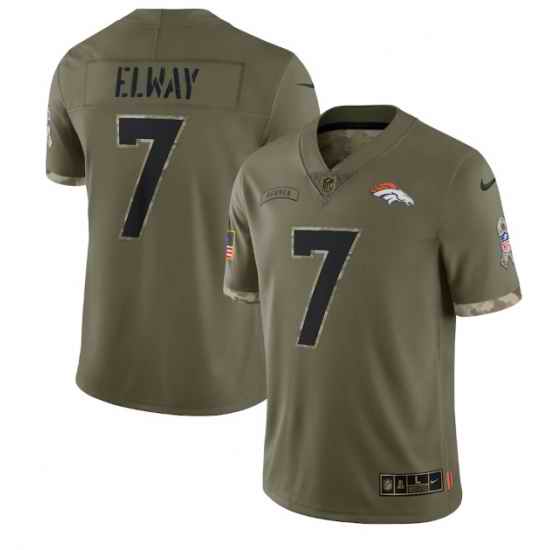 Men Denver Broncos #7 John Elway Olive 2022 Salute To Service Limited Stitched Jersey