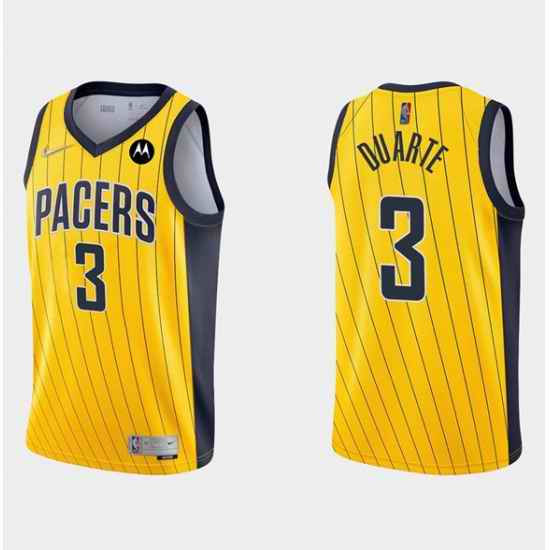 Men Indiana Pacers #3 Chris Duarte Yellow Swingman Stitched Jersey