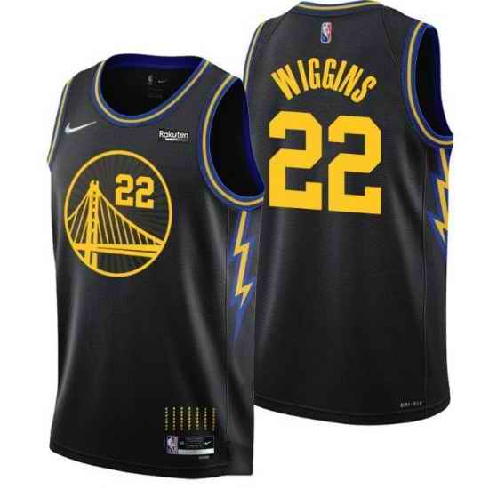Men's Golden State Warriors #22 Andrew Wiggins 2021 22 City Edition Black 75th Anniversary Stitched Basketball Jersey