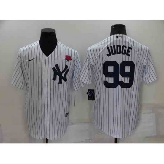 Men New York Yankees #99 Aaron Judge White Cool Base Stitched Baseball Jersey