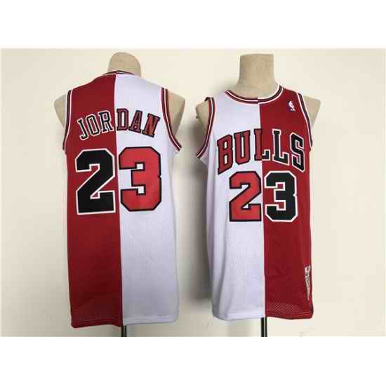 Men's Chicago Bulls #23 Michael Jordan Red White Throwback Stitched Jersey