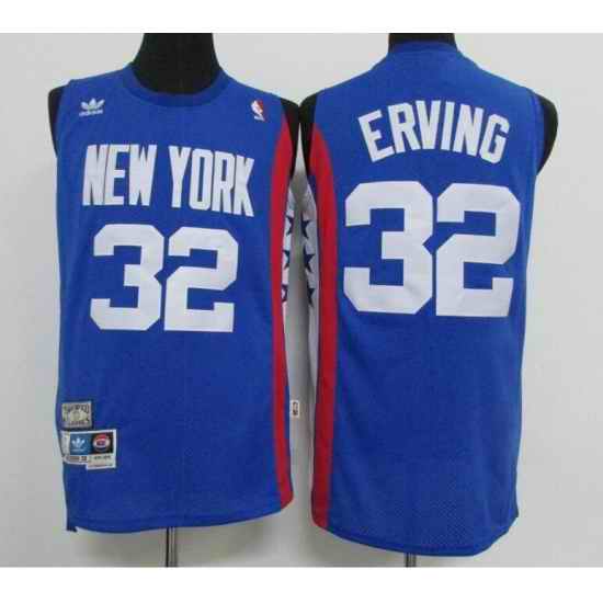 Men Adidas Brooklyn Nets #32 Julius Erving Blue ABA Retro Throwback NBA Jersey