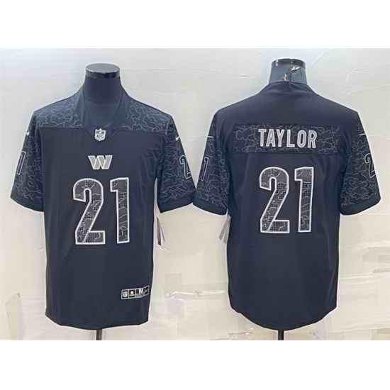 Men Washington Commanders #21 Sean Taylor Black Reflective Limited Stitched Football Jersey