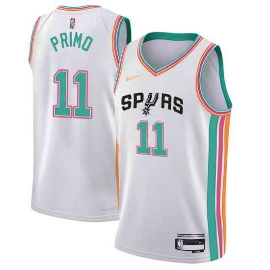Men San Antonio Spurs #11 Joshua Primo White City Edition Stitched Jersey