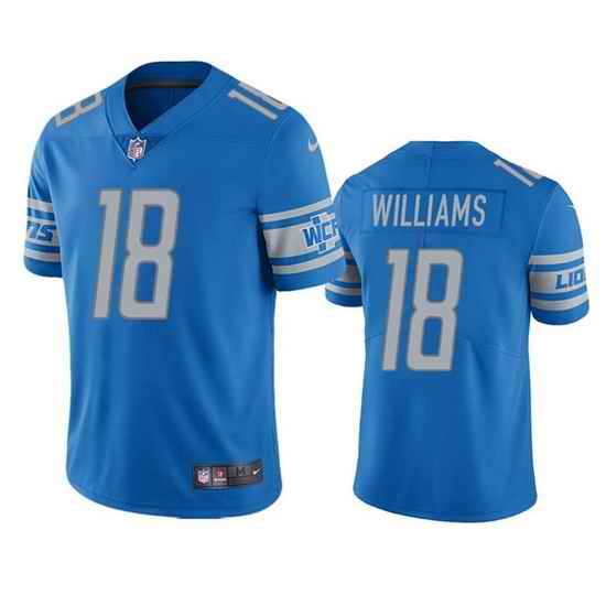 Men Detroit Lions #18 Jameson Williams Blue Vapor Untouchable Limited Stitched Jerseyy