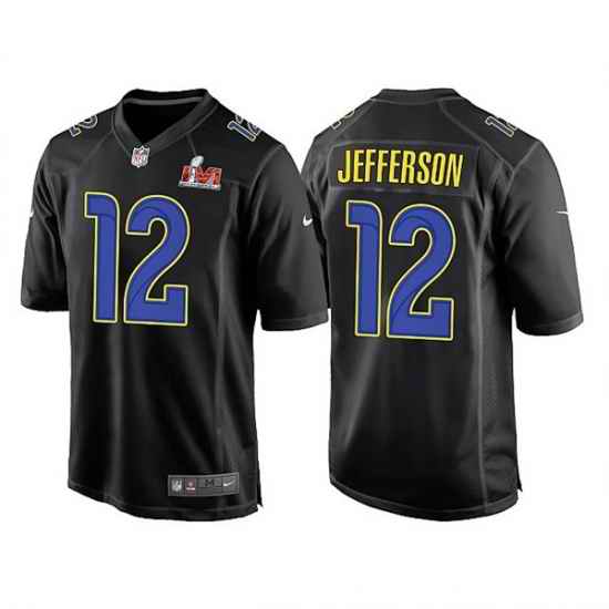 Men Los Angeles Rams #12 Van Jefferson 2022 Black Super Bowl LVI Game Stitched Jersey