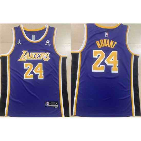 Men Los Angeles Lakers #24 Kobe Bryant Purple Stitched Basketball Jersey