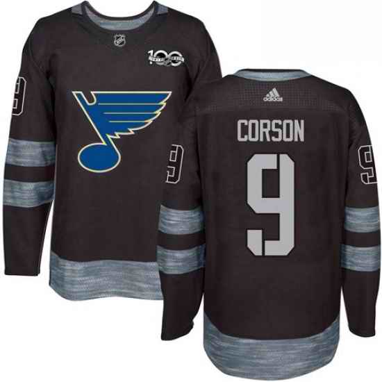 Mens Adidas St Louis Blues #9 Shayne Corson Authentic Black 1917 2017 100th Anniversary NHL Jersey