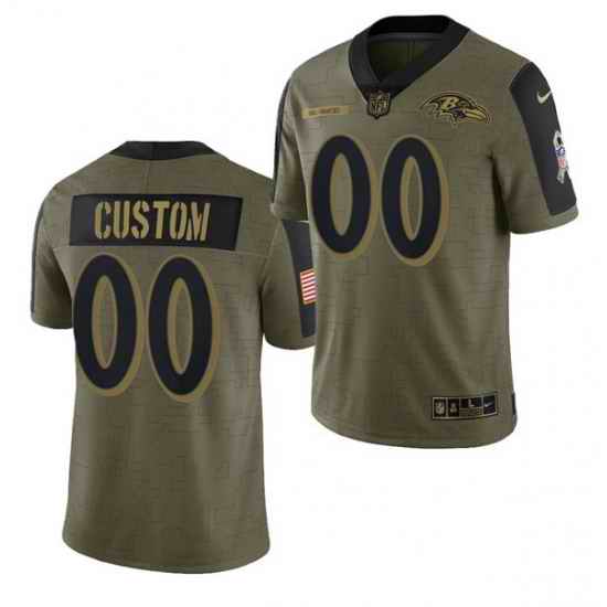 Men Women Youth Toddler  Baltimore Ravens ACTIVE PLAYER Custom 2021 Olive Salute To Service Limited Jersey