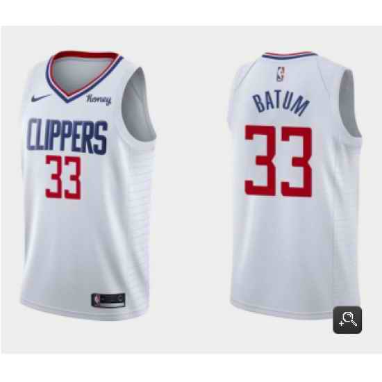 Men Los Angeles Clippers #33 Nicolas Batum White Association Edition Stitched Basketball Jersey