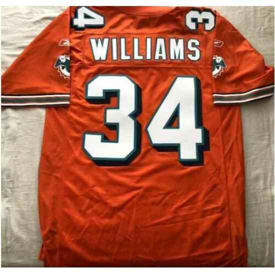 Men Miami Dolphins ricky williams #34 Orange Throwback Stitched NFL Jersey