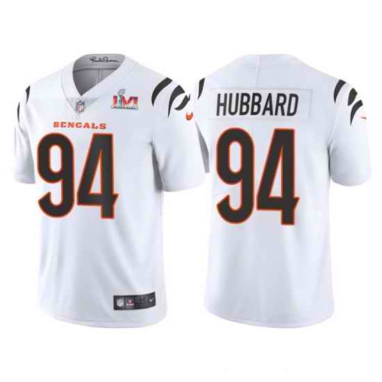 Men Cincinnati Bengals #94 Sam Hubbard 2022 White Super Bowl LVI Vapor Limited Stitched Jersey