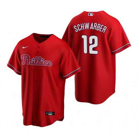 Men Philadelphia Phillies #12 Kyle Schwarber Red Cool Base Stitched Jerse