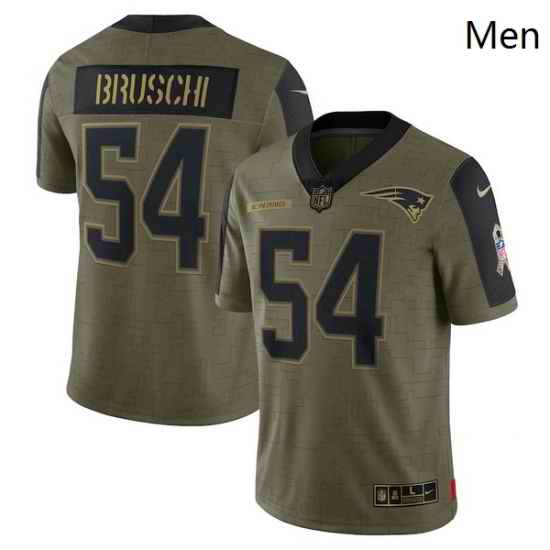 Men's New England Patriots Tedy Bruschi Nike Olive 2021 Salute To Service Retired Player Limited Jersey