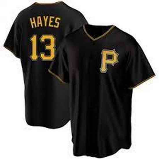 Men's Nike Pittsburgh Pirates #13 KeBryan Hayes Black Stitched Baseball Jersey