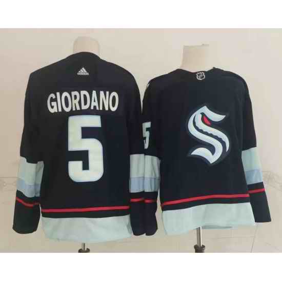 Men Seattle Kraken #5 Mark Giordano Navy Blue Adidas Stitched NHL Jersey