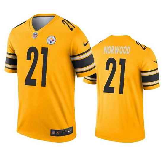 Men Pittsburgh Steelers #21 Tre Norwood Gold Inverted Legend Stitched Jerse