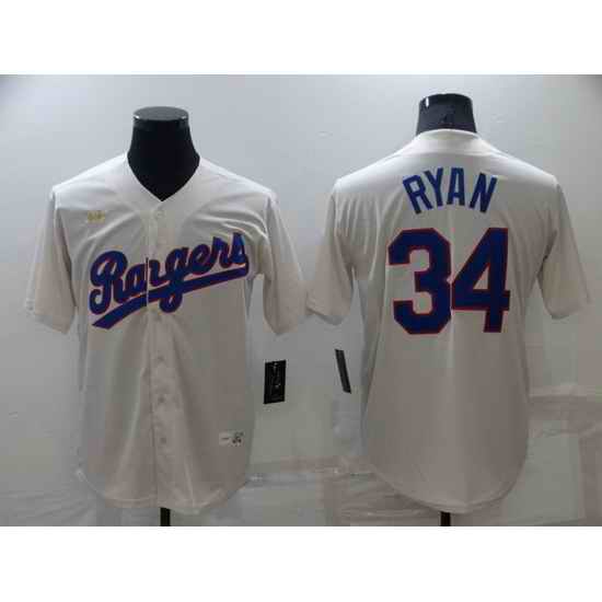 Men Texas Rangers #34 Nolan Ryan Cream Cool Base Stitched Baseball jersey