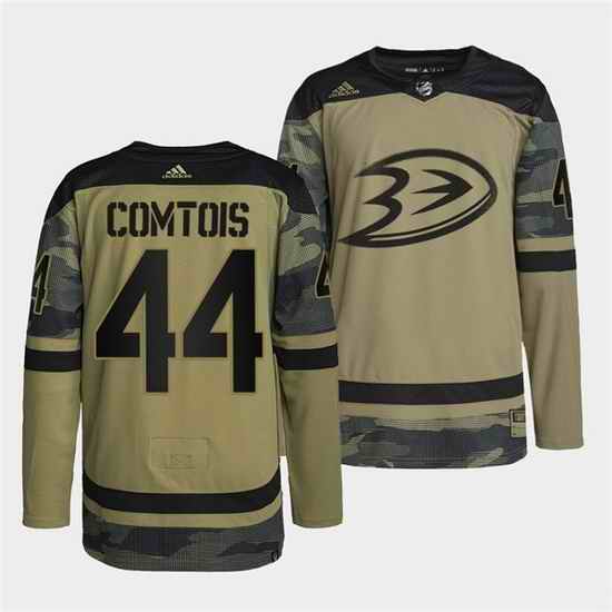 Men Anaheim Ducks #44 Max Comtois 2022 Camo Military Appreciation Night Stitched jersey