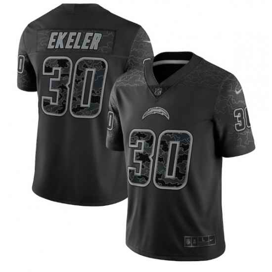 Men Los Angeles Chargers #30 Austin Ekeler Black Reflective Limited Stitched Football Jersey
