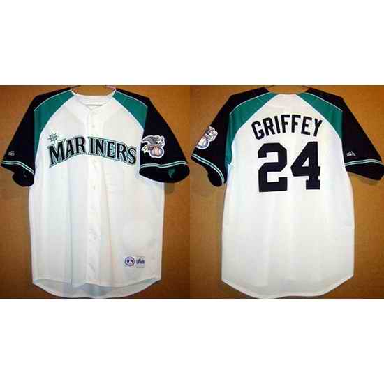 Men Seattle Mariners #24 Ken Griffey White Stitched jersey