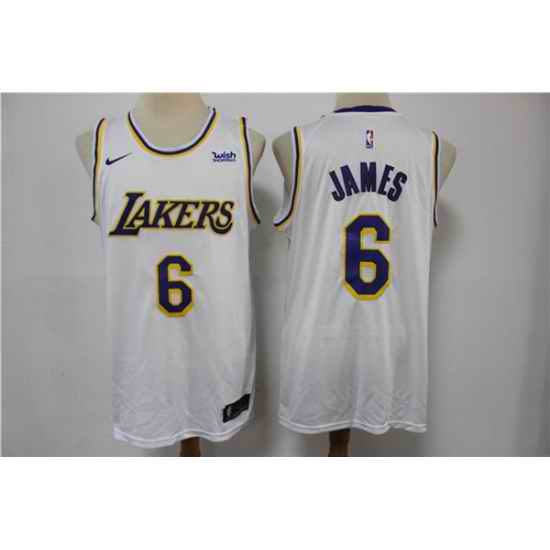 Men Los Angeles Lakers #6 LeBron James White Stitched Basketball Jersey