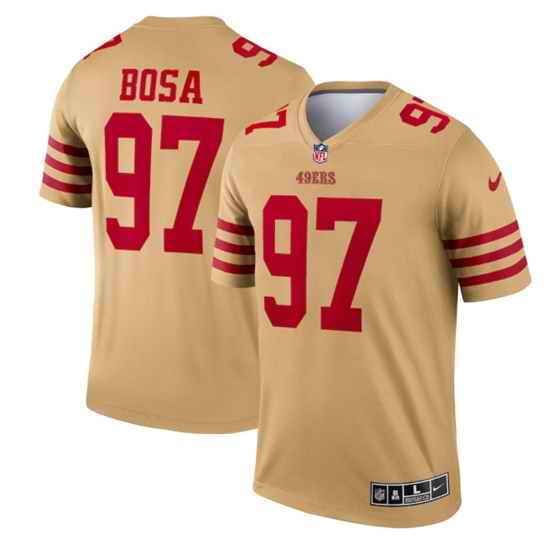 Men San Francisco 49ers #97 Nick Bosa 2022 New Gold Inverted Legend Stitched Football Jersey