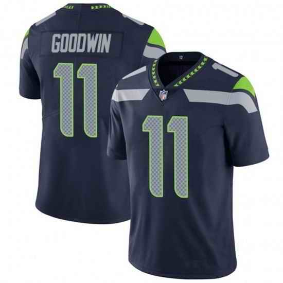 Men Seattle Seahawks #11 Marquise Goodwin Navy Vapor Untouchable Limited Stitched Jersey